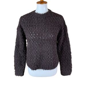 Nordstrom Rack Brown Textured Fuzzy Pullover Sweater Medium Soft Lightweight
